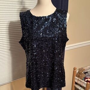Sequin Sleeveless Top - Navy